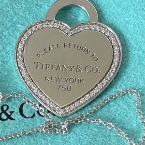 Tiffany and Co Return to Tiffany White Gold paved Diamond necklace Medium